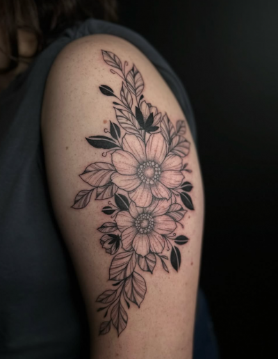 Tatouage ornemental et floral par Siane